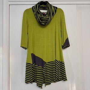 Y2K 90s Green and Black Women's Dress With Scarf
